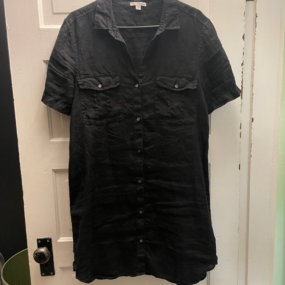 Standard James Perse Black Linen Shirt Dress